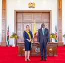 President William Ruto alongside Princess Zahra Aga Khan during the awarding of the Order of the Golden Heart at State House 